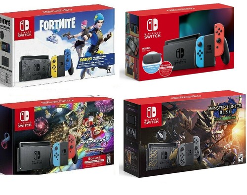 🔥 Nintendo Switch Console+Fortnite/Mario Kart 8/Monster Hunter Rise Ltd Bundles