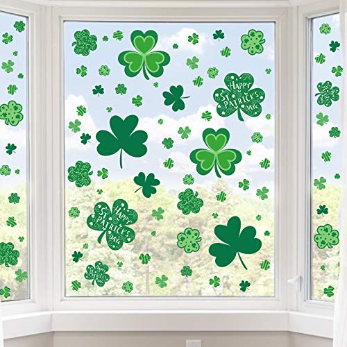 St Patricks Day Window Clings, Shamrock Stickers for St Patricks