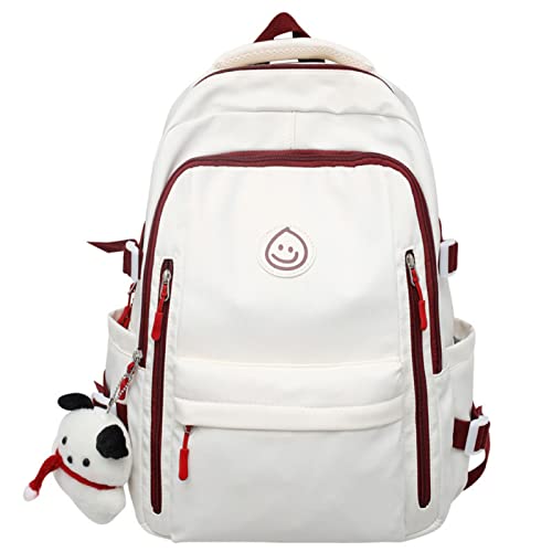 KFTHKOR Kawaii Backpack,Girl Backpack With,Junior Backpack,Middle School Student Schoolbag (White