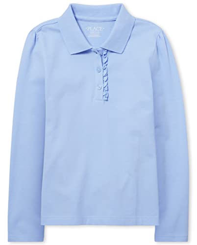The Children's Place girls Long Sleeve Ruffle Pique School Uniform