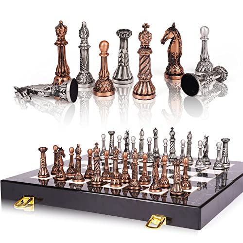 Retro Metal Chess Set for Adults and Kids – Marbling