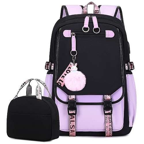 Bevalsa School Backpack for Girls, Girls Backpack with Lunch Box,
