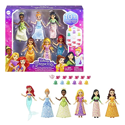 Disney Princess Small Doll Party Set with 6 Posable Princess