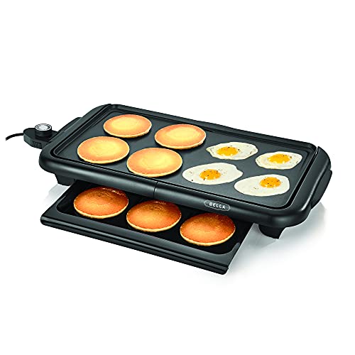 BELLA Electric Griddle with Warming Tray - Smokeless Indoor Grill,